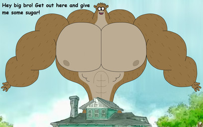 4_fingers abs anthro biceps big_moobs big_muscles big_pecs biped black_eyes black_nose black_text brown_body brown_fur building casual_nudity cloud convenient_censorship dark_nipples dialogue facial_markings fingers front_view fur head_markings head_tuft house huge_moobs huge_muscles huge_pecs humanoid_hands hyper hyper_biceps hyper_growth hyper_moobs hyper_muscles hyper_pecs looking_down macro male markings mask_(marking) moobs multicolored_body multicolored_fur muscular muscular_anthro muscular_male naturally_censored nipples nude outdoor_nudity outside pecs plant pose ribs screencap screencap_background small_waist smile solo standing talking_to_another tan_body tan_fur text thick_arms toony top_heavy trapezius tree tuft two_tone_body two_tone_fur white_sclera wide_hips wish-granter cartoon_network regular_show don_(regular_show) mammal procyonid raccoon 2026 colored comic_sans detailed digital_drawing_(artwork) digital_media_(artwork) english_text flat_colors hi_res pinup