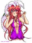 bell blush breasts clothing dress female hair long_hair long_tail open_mouth pink_eyes pink_hair smile solo tail june_sumeragi pichigani artemis_tsukino animal_humanoid cat_humanoid felid felid_humanoid feline feline_humanoid humanoid mammal mammal_humanoid