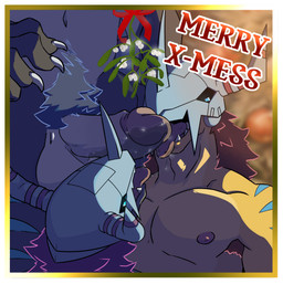 anthro balls collaborative collaborative_fellatio collaborative_oral collaborative_sex fellatio genitals group holidays male male/male mistletoe muscular muscular_male nanobyte oral penile penis plant sex text trio eam samaraka bandai_namco digimon jin_(samaraka) rai_(samaraka) wargreatmon digimon_(species) wargreymon absurd_res english_text hi_res brother_(lore) brothers_(lore) father_(lore) father_and_child_(lore) father_and_son_(lore) incest_(lore) parent_(lore) parent_and_child_(lore) parent_and_son_(lore) sibling_(lore) son_(lore)