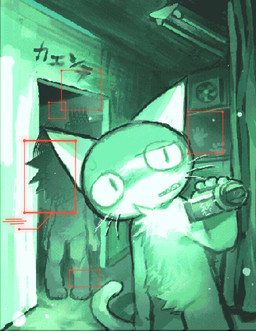 ambiguous_gender anthro camera chest_tuft crotch_tuft group hand_print holding_camera holding_object horror_(theme) inside male nude scared text tuft vhs_filter whiskers 39_taro0 neko_no_teach-kun oyasaioni9 kobayashi_(neko_no_teach-kun) smith_(neko_no_teach-kun) felid feline mammal 2025 absurd_res hi_res