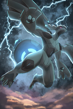 3_fingers 3_toes anthro back_wings biped black_body black_tail black_wings blue_electricity blue_tail claw_fingers claws cloud electricity electrogenesis featureless_chest featureless_crotch feet fingers glowing glowing_tail grey_body grey_tail light male male_anthro multicolored_tail pink_sclera pupils semi-anthro sky skyscape solo storm tail thick_tail toes white_claws white_eyes wings rumine nintendo pokemon generation_5_pokemon legendary_pokemon pokemon_(species) zekrom 2025 2:3 digital_media_(artwork) hi_res lighting shaded