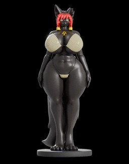 anthro big_breasts bikini black_body black_fur black_hair braided_hair breasts clothed clothing female fur hair huge_breasts red_hair simple_background smile solo swimwear tail thick_thighs two-piece_swimsuit wide_hips fluffyglitch dividebyezero_(rigger) fluffyglitch_(modeler) mythology hoki_(joseluisgm) anubian_jackal canid canine canis jackal mammal mythological_creature wolf 3d_(artwork) animated digital_media_(artwork) turntable_(animation)