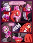 anthro breasts clothed clothing detailed_background duo exposed_breasts female fur green_eyes handwear male nipples purple_eyes sex text breech_loader toso sega sonic_the_hedgehog_(series) amy_rose knuckles_the_echidna echidna eulipotyphlan hedgehog mammal monotreme 2020 absurd_res comic english_text hi_res