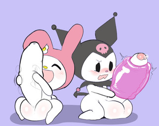 balls bent_ear big_balls big_penis blush bodily_fluids chibi clothing cock_warmer duo erection flower foreskin genital_fluids genitals gynomorph happy headgear headwear hood huge_balls huge_penis hyper hyper_balls hyper_genitalia hyper_penis intersex long_penis looking_pleasured masturbation partially_retracted_foreskin penetrable_sex_toy penile penile_masturbation penis penis_clothing plant precum sex_toy small_but_hung smile spade_tail tail thick_penis unretracted_foreskin dizzytizzy onegai_my_melody sanrio kuromi my_melody demon lagomorph leporid mammal rabbit hi_res