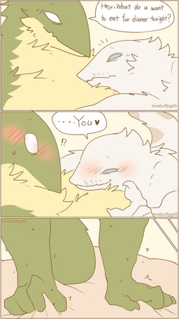 3_panel_comic anthro arm_tuft biped blue_eyes blush bodily_fluids cheek_tuft chest_tuft closed_smile computer dialogue electronics eye_contact eyes_closed facial_tuft fade_panel forked_tongue fur fur_tuft furniture green_body green_fur head_tuft hug interrobang intraspecies laptop looking_at_another lying_on_another male mouth_closed muscular muscular_anthro muscular_male neck_tuft nude nude_anthro nude_male romantic romantic_couple shoulder_tuft side_view simple_background slim slim_anthro slim_male smile sofa speech_bubble sweat table tail tail_motion tan_background tapering_tail text three_row_layout tired tongue tuft white_body white_fur lovebuffpg45 reptile scalie snake 2024 artist_name comic digital_drawing_(artwork) digital_media_(artwork) hi_res