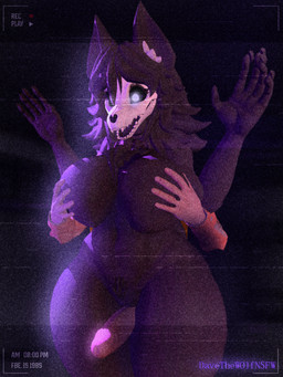anthro black_body black_fur bone breast_grab breasts camera_hud camera_overlay davethew0lfnsfw female fur glowing glowing_eyes hand_on_breast male male/female penis_rubbing sex skull skull_head standing thigh_sex scp_foundation d-class scp-1471-a canid human malo mammal 3:4 hi_res