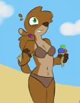 anthro beach bikini clothing dessert female food ice_cream outside seaside solo swimwear two-piece_swimsuit spinater rina_von_dan deer mammal