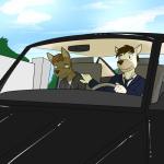 anthro building car clothing duo gate hand_on_shoulder house inside_car male markings outside sky suit vehicle fuze luis_(fuze) wolfgang_(fuze) canid canine canis domestic_dog mammal 1:1 hi_res