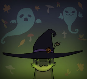 anthro black_clothing clothing costume freckles fungus green_body green_scales group halloween_costume holidays looking_at_viewer multicolored_body multicolored_scales mushroom orange_clothing plant purple_clothing scales smile solo trio two_tone_body two_tone_scales squablodecomplash halloween amber_(squablodecomplash) ghost kobold scalie spirit 2022 icon