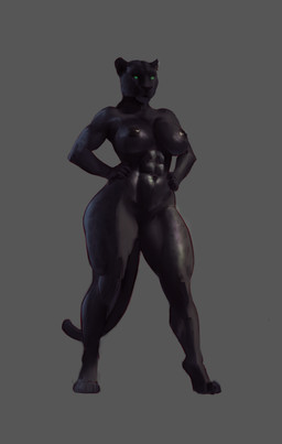 abs anthro areola big_breasts big_butt black_areola black_body black_breasts black_fur black_nipples breasts butt curvy_figure dark_nipples ear_piercing female fur glistening glistening_abs glistening_areola glistening_breasts glistening_nipples green_eyes hand_on_hip hands_on_hips leopard_spots looking_at_viewer muscular muscular_female nipples nude piercing simple_background solo spots tail thick_thighs voluptuous wide_hips alytarch microsoft the_elder_scrolls zoey_(alytarch) felid khajiit leopard mammal pantherine 2025 absurd_res digital_drawing_(artwork) digital_media_(artwork) digital_painting_(artwork) hi_res painting_(artwork) portrait