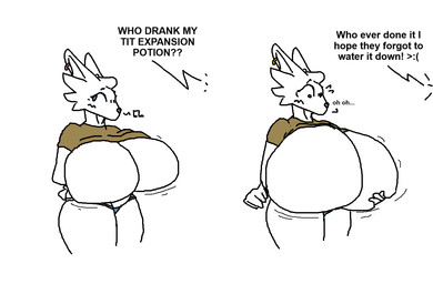 >:( anthro big_breasts blue_clothing blue_thong blue_underwear blush blush_lines breast_expansion breasts brown_clothing brown_shirt brown_topwear clothing ear_piercing expansion featureless_breasts female furgonomic_piercing furgonomics hands_behind_back holding_breast huge_breasts hyper hyper_breasts offscreen_character piercing regret shirt simple_background solo text thong topwear underwear white_background 6saw789 mammal 2024 aliasing digital_drawing_(artwork) digital_media_(artwork) english_text