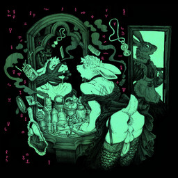 anal anal_penetration anthro anus balls bite_mark black_background bodily_fluids butt candle card claw_marks clock clothed clothing crossdressing crossdressing_male dress drooling duo_focus erection fangs finger_in_mouth gaping gaping_anus genitals ghost_sex group invisible legwear maid_uniform male male/male male_penetrated male_penetrating male_penetrating_male mirror occult occult_symbol ouija_board penetration planchette pocketwatch raised_clothing raised_dress saliva sex simple_background stockings summoning symbol tarot tarot_card teeth trio uniform watch momamo demon lagomorph leporid mammal rabbit 1:1 2025 hi_res signature