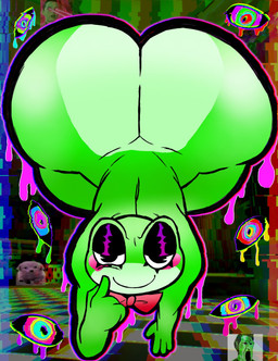 anthro bent_over big_butt blush bottom_heavy bow_tie butt countershade_butt countershade_face countershading eyeshadow female female_anthro finger_on_face green_body high-angle_view huge_butt huge_hips makeup narrowed_eyes poking_cheek screencap screencap_background small_waist smile smug smug_expression smug_face solo teasing thick_thighs wide_hips skullvert glitch_productions the_amazing_digital_circus young_sheldon markiplier ribbit_(tadc) amphibian frog 2026 digital_drawing_(artwork) digital_media_(artwork) hi_res meme