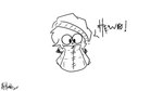 ambiguous_gender anthro beanie big_clothing black_eyes black_line_art black_nose black_text black_text_outline chibi clothing digital_drawing_(artwork) digital_media_(artwork) dotx ear_tuft facial_tuft freckled_face freckles fur hair hat head_tuft headgear headwear hi_res lagomorph leporid line_art mammal rabbit simple_background solo speech_bubble text thanel toony tuft tufted_fur white_body winter_clothing winter_coat zipper zipper_pull_tab