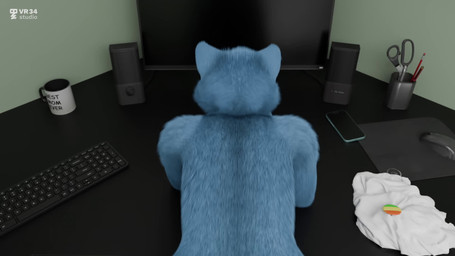anthro blue_body blue_fur butt butt_focus butt_grab cheat cheating_wife cuckold_pov doggystyle duo electronics female first_person_view from_behind_position fur furniture hand_on_butt human_on_anthro infidelity interspecies male male/female moan office on_table outside phone phone_call sex table vr34studio cartoon_network the_amazing_world_of_gumball nicole_watterson domestic_cat felid feline felis human mammal animated hi_res long_playtime video