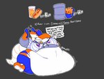 anthro baseball_cap belly beverage big_belly bloated boot_(artist) bra breasts clothed clothing dialogue digital_media_(artwork) electronics english_text eyelashes female food footwear hat headgear headwear hoodie hot_dog mammal messy metsrat mlb morbidly_obese morbidly_obese_anthro morbidly_obese_female murid murine nachos new_york_mets obese obese_anthro obese_female orange_body overweight overweight_anthro overweight_female phone rat rodent shoes short_stack simple_background soda solo sportswear tail text thick_thighs topwear underwear uniform wardrobe_malfunction whiskers white_belly