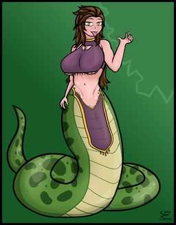 anus apode areola big_breasts black_border border breasts brown_hair clothed clothing female forked_tongue genitals green_body green_scales hair legless looking_at_viewer navel nipples pupils scales serpentine simple_background skimpy slit_pupils smile solo split_form tail tongue tongue_out translucent translucent_clothing under_boob vulva spesssmutcentral draconcopode humanoid lamia reptile scalie snake absurd_res hi_res shaded