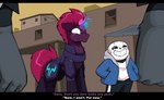 angry armor black_bars bone duo eye_contact female horn hornless looking_at_another male male/female skeleton smug smug_face smug_grin sparkles sparkling_horn town droll3 friendship_is_magic hasbro my_little_pony my_little_pony:_the_movie_(2017) mythology undertale undertale_(series) sans_(undertale) tempest_shadow_(mlp) equid equine horse mammal mythological_creature mythological_equine pony unicorn fury_(disambiguation) crossover hi_res letterbox