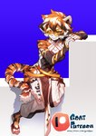 abstract_background anthro armwear clothing countershading eyewear female footwear fur glasses hair long_tail looking_at_viewer markings multicolored_body multicolored_fur multicolored_hair orange_body orange_fur sandals shoes sitting solo striped_markings striped_tail stripes tail tail_markings text tiger_tail goatdraw arknights hypergryph studio_montagne waaifu_(arknights) felid mammal pantherine tiger absurd_res hi_res url