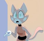 anthro belt cheek_spots clothing collar confusion dress eyebrows female fingers green_eyes hand_on_hip long_tail pawpads raised_eyebrow simple_background solo tail white_hands hitsuji super_planet_dolan shima_luan felid feline mammal 2024 digital_media_(artwork) hi_res