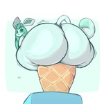 big_butt butt cone dessert female food huge_butt hyper hyper_butt ice_cream ice_cream_cone short_stack simple_background solo thick_thighs lightmizano nintendo pokemon nezzi_(arizonathevixen) eeveelution generation_4_pokemon glaceon pokemon_(species) 1:1 2023 hi_res