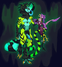 animal_genitalia ankles_tied anthro asphyxiation band_(marking) banded_tail bound breasts choking claws cloaca cloacal_penis coiling colorful_body duo feather_hair feathers feet female genitals head_crest imminent_sex licking licking_lips lifted_by_neck long_tail male male/female markings neon penis pseudo_hair size_difference slim spade_tail spikes strangling tail tail_markings talons toes tongue tongue_out vulva winged_arms wings dyloteryx dylo dilophosaurid dilophosaurus dinosaur dromaeosaurid prehistoric_species reptile saurischian scalie theropod cel_shading colored digital_media_(artwork) hi_res shaded trans_(lore) trans_man_(lore)