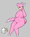 anthro belly breasts claws eyes_closed female freckles nipples nude open_mouth open_smile overweight overweight_female pink_body sagging_breasts sitting slightly_chubby slightly_chubby_female smile solo tail thick_thighs toe_claws rex_santos nintendo pokemon generation_1_pokemon pokemon_(species) slowpoke hi_res