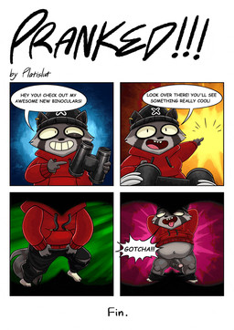 anthro binoculars bottomwear bottomwear_down clothed clothing male pants pants_down partially_clothed solo platislut rocky_rakoon rocky_(rocky_rakoon) mammal procyonid raccoon animated hi_res