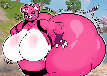 anthro bedroom_eyes bent_over big_breasts big_butt black_nose breasts butt butt_from_the_front clothing curvy_figure eyelashes facial_markings female female_anthro fingerless_gloves fur glistening_eyelids gloves hand_on_leg hand_on_own_leg hand_on_own_thigh hand_on_thigh handwear head_markings huge_breasts huge_butt huge_thighs hyper hyper_thighs looking_at_viewer markings multicolored_body multicolored_fur muzzle_(marking) narrowed_eyes pink_body pink_fur purple_eyes screencap screencap_background seductive solo thick_thighs two_tone_body two_tone_fur voluptuous voluptuous_female white_body white_fur jacky-arts epic_games fortnite cuddle_team_leader bear mammal 2025 digital_drawing_(artwork) digital_media_(artwork) hi_res watermark