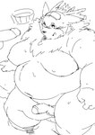 anthro balls belly big_belly blush duo erection genitals humanoid_genitalia humanoid_hands humanoid_penis kemono male male/male moobs navel nipples overweight overweight_male penis sitting solo_focus sigenoya takotyutyu tamacolle kazusa deer mammal 2021 absurd_res black_and_white hi_res monochrome sketch