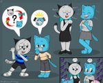 age_difference anthro asking_another badge barefoot blue_body blue_fur bottomwear chibi cjk_character clothing confusion dialogue dress dress_shoes emoji feet female footwear fur gesture grey_body grey_fur grin group hand_gesture hand_in_air hand_on_hip handshake head_tuft idea implied_incest inviting male male/female meow neckwear nervous older_female partner_swap pattern_clothing pattern_shirt pattern_topwear pointing rebus ribbons shirt shoes shorts simple_background skirt smile sneakers standing striped_clothing striped_shirt striped_topwear stripes style_emulation style_swap t-shirt tail thinking thought_bubble thoughtful_expression tiptoes topwear tuft whispering captain_mooncat chopsticc cartoon_network menacing_(meme) the_amazing_world_of_gumball the_complex_adventures_of_eddie_puss eddie_puss gumball_watterson mother_puss nicole_watterson domestic_cat felid feline felis humanoid mammal 2024 absurd_res crossover hi_res meme mother_(lore) mother_and_child_(lore) mother_and_son_(lore) parent_(lore) parent_and_child_(lore) parent_and_son_(lore) son_(lore)