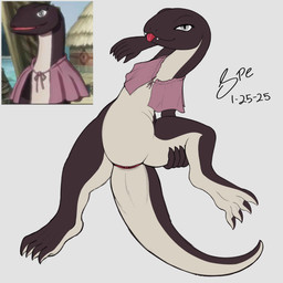 2_clitorises 4_toes 5_fingers animal_clitoris animal_genitalia anthro bedroom_eyes belly big_tail blep capelet capelet_only claws clitoris cloaca clothing countershade_feet countershade_legs countershade_neck countershade_tail countershade_torso countershading cute_fangs digitigrade eyelashes fangs feet female finger_claws fingers flat_chested genitals grey_background grey_eyes hemiclitores horizontal_cloaca humanoid_hands long_neck long_tail looking_at_viewer lying membrane_(anatomy) mostly_nude multi_clitoris multi_genitalia multicolored_body narrowed_eyes on_back one_leg_up pink_capelet pink_clothing pupils purple_body raised_leg red_clitoris red_cloaca red_tongue seductive simple_background slit_pupils smile smiling_at_viewer snout solo spread_legs spreading tail tail_dimple tan_body tan_countershading tapering_tail teeth thick_tail thick_thighs toe_claws toes tongue tongue_out two_tone_body urethra webbed_feet wide_hips spe overlord:_lord_of_nazarick overlord_(series) judith_(overlord) lizard lizardman lizardman_(overlord) reptile scalie 1:1 2025 absurd_res dated digital_drawing_(artwork) digital_media_(artwork) hi_res procreate_(artwork) signature