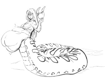 after_vore apode belly big_belly breasts duo female female_pred hair legless long_hair overweight serpentine simple_background split_form vore white_background grindaviking draconcopode humanoid lamia reptile scalie snake 2025 4:3 hi_res monochrome