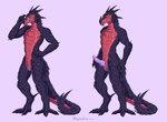 animal_genitalia anthro biped erection eyewear genital_slit genitals glasses horn nude scales tail wings lykostherium mythology dragon mythological_creature mythological_scalie reptile scalie absurd_res hi_res