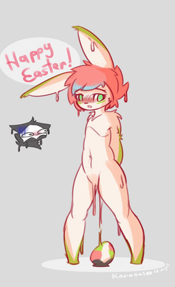 after_transformation anthro birth black_body black_fur blush duo ears_down egg fur goo_transformation green_eyes hair happy_easter male male/male multicolored_egg pivoted_ears pregnant pregnant_male red_hair shocked slime species_transformation transformation white_mask yellow_body korosal changed_(video_game) ids_(user) latex_bunny_(ids) lin_(changed) puro_(changed) canid canine canis human lagomorph leporid mammal rabbit wolf hi_res