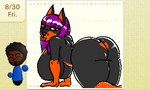 2019 5:3 all_fours anthro big_breasts breasts canid canine canis curvy_figure digital_media_(artwork) dobermann domestic_dog female heart_shaped_fur hime_cut irene_konig kingjion looking_back low_res mammal mature_female nintendo nintendo_3ds nintendo_ds_family pinscher solo swapnote_(artwork) thick_thighs tongue tongue_out voluptuous