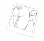 anthro anus bent_over blush breasts butt feathers female genitals looking_at_viewer non-mammal_breasts nude perspective photo pussy side_boob solo conditional_dnp sefeiren lizanne avian bird lyrebird oscine passerine superb_lyrebird monochrome sketch