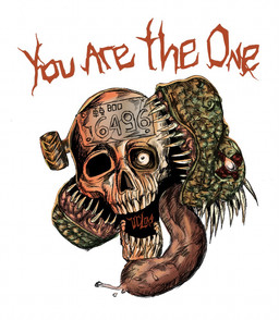 body_horror bone green_body green_scales open_mouth scales sharp_teeth simple_background skull spikes teeth text tongue tongue_out white_background nekromamtik dorohedoro kaiman_(dorohedoro) lizard reptile scalie 2024 english_text