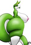 anthro anthrofied big_breasts big_butt big_tail breasts butt clothing female footwear footwear_only huge_breasts huge_butt lips lipstick makeup mostly_nude nipples pokemorph socks socks_only solo tail thick_lips thick_thighs mop_(artist) nintendo pokemon generation_5_pokemon pokemon_(species) reptile scalie serperior hi_res