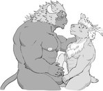 abs anthro antlers balls blush duo erection frottage genitals horn male male/male muscular muscular_anthro muscular_male nipples nude pecs penile penis penises_touching sex dandelion860 lifewonders tokyo_afterschool_summoners krampus_(tas) yule_(tas) deer mammal monster new_world_deer reindeer