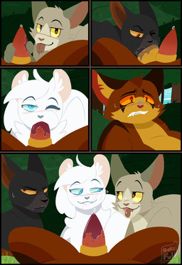 5_panel_comic amber_eyes animal_genitalia animal_penis ball_suck balls black_body black_fur black_nose blue_eyes blush bodily_fluids brown_body brown_fur brown_inner_ear cheek_tuft clenched_teeth countershading cum cum_on_face cum_on_tongue ejaculation erection eyebrows facial_tuft feline_genitalia feline_penis fellatio female female_feral female_penetrated feral forest_background fur genital_fluids genitals grass grey_nose group inner_ear_fluff logo looking_at_another lying male male/female male/male male_feral male_penetrating male_penetrating_female multicolored_body multicolored_fur no_sclera on_back on_front one_eye_closed oral oral_penetration penetration penile penile_spines penis pink_inner_ear plant precum raised_eyebrows red_nose saliva saliva_on_balls saliva_on_penis sex sheath shrub sucking sweat sweatdrop tan_body tan_fur teeth tongue tree tuft two_tone_body two_tone_fur white_body white_fur white_inner_ear_fluff wink yellow_balls yellow_body yellow_eyes yellow_fur yellow_sheath 11oaksfall11 warriors_(book_series) birchfall_(warriors) dustpelt_(warriors) icecloud_(warriors) spiderleg_(warriors) domestic_cat felid feline felis mammal 2026 artist_logo comic hi_res brother_(lore) brother_and_sister_(lore) brothers_(lore) daughter_(lore) father_(lore) father_and_child_(lore) father_and_daughter_(lore) father_and_son_(lore) parent_(lore) parent_and_child_(lore) parent_and_daughter_(lore) parent_and_son_(lore) sibling_(lore) sister_(lore) son_(lore)
