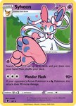 3_toes ambiguous_gender blue_eyes curling_toes feet foot_focus fur heart_symbol open_mouth pawpads pokemon_card smile soles solo tcg_card text toes trading_card trading_card_game white_body b_bun300 nintendo pokemon eeveelution generation_6_pokemon mammal pokemon_(species) sylveon english_text