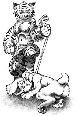 anthro anus balls bdsm bondage bound claws collar dominant dominant_male duo feet foreskin genitals leash leash_pull male male/male pawpads penis predator/prey questionable_consent smug step_pose worried worried_look tall_snoopy felid lagomorph leporid mammal pantherine rabbit tiger black_and_white hi_res monochrome