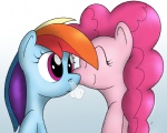 blue_body blue_eyes blue_fur breath duo eyelashes eyes_closed female feral fur hair happy kissing long_hair multicolored_hair pink_hair purple_eyes rainbow_hair rubbing smile wide_eyed tg-0 friendship_is_magic hasbro my_little_pony pinkie_pie_(mlp) rainbow_dash_(mlp) earth_pony equid equine horse mammal pony 5:4 digital_media_(artwork)