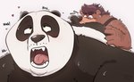 2024 anal anthro bear bearafterall big_butt black_and_white_fur brown_body brown_fur butt dreamworks duo fur giant_panda green_eyes heart_eyes heart_symbol hi_res jan_(bearafterall) kung_fu_panda looking_pleasured male male/male mammal master_po_ping oral overweight rimming sex