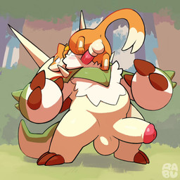 animal_genitalia anthro anus backsack balls belly blush chest_tuft duo face_hugging fur genitals humanoid_genitalia humanoid_penis hybrid_genitalia hybrid_penis male male/male oral oral_penetration orange_body orange_fur outside overweight overweight_male penetration penis perineum sheath sheathed_humanoid_penis shortstack shortstack_male slightly_chubby spikes spikes_(anatomy) surprise_oral surprised top_hole tuft white_body white_fur raburigaron nintendo pokemon buizel chesnaught generation_4_pokemon generation_6_pokemon pokemon_(species) 1:1 animated hi_res no_sound short_playtime video
