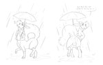 animal_genitalia anus balls butt claws clothing digitigrade fully_sheathed genitals holding_object holding_umbrella jacket male male_taur outside pawpads paws quadruped raining sheath solo text toe_claws topwear umbrella halbean twerp_(halbean) citra citra_taur mammal mammal_taur taur 2025 absurd_res digital_media_(artwork) english_text hi_res