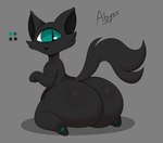 1_eye big_butt black_body blue_eyes butt female feral solo tail coffee_demon abyss_(coffee_demon) fan_character domestic_cat felid feline felis mammal digital_media_(artwork) hi_res