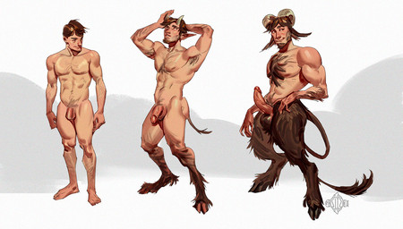 anthro becoming_erect body_hair brown_body brown_fur chest_hair fur genital_growth genitals growth hooves horn humanoid_genitalia humanoid_penis male male_anthro penis penis_growth solo standing tail transformation transformation_sequence vein veiny_penis selezneva human mammal satyr hi_res