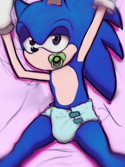 ageplay anthro clean_diaper clothed clothing diaper male object_in_mouth pacifier pacifier_in_mouth roleplay solo wearing_diaper moori sega sonic_the_hedgehog_(series) sonic_the_hedgehog eulipotyphlan hedgehog mammal 3:4 hi_res